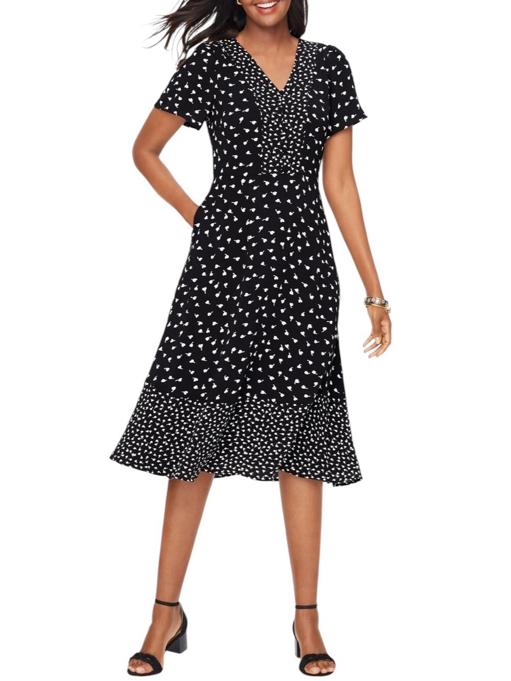 Talbots flutter sleeve floral midi fit & flare style size 8 like new condition